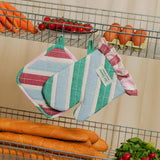 Striped Oven Mitt & Pot Holder Set Mix 1