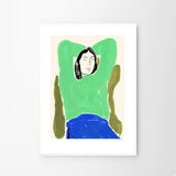 Rosie McGuinness Sitting in Green and Blue A4